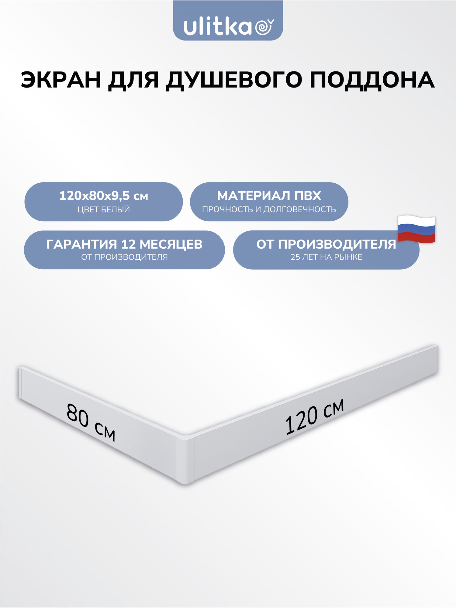 Экран для поддона Ulitka 120x80x95 см белый
