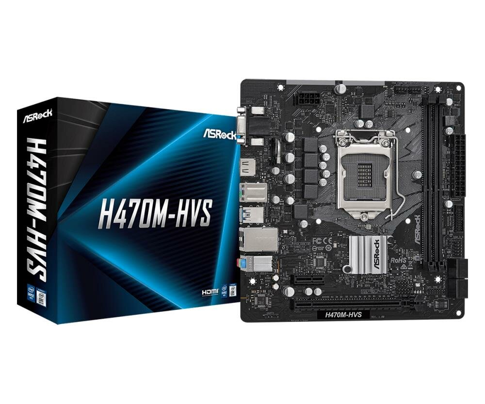 Материнская плата Asrock H470M-HVS {LGA1200 INTEL H470/2DDR4/4SATA3}