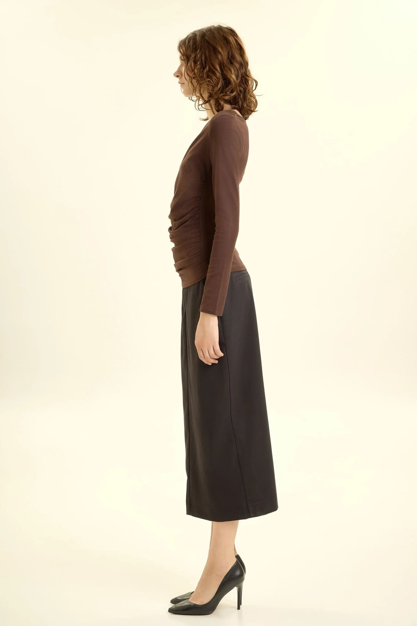 Лонгслив Selfie, размер S, , коричневый — фото 1