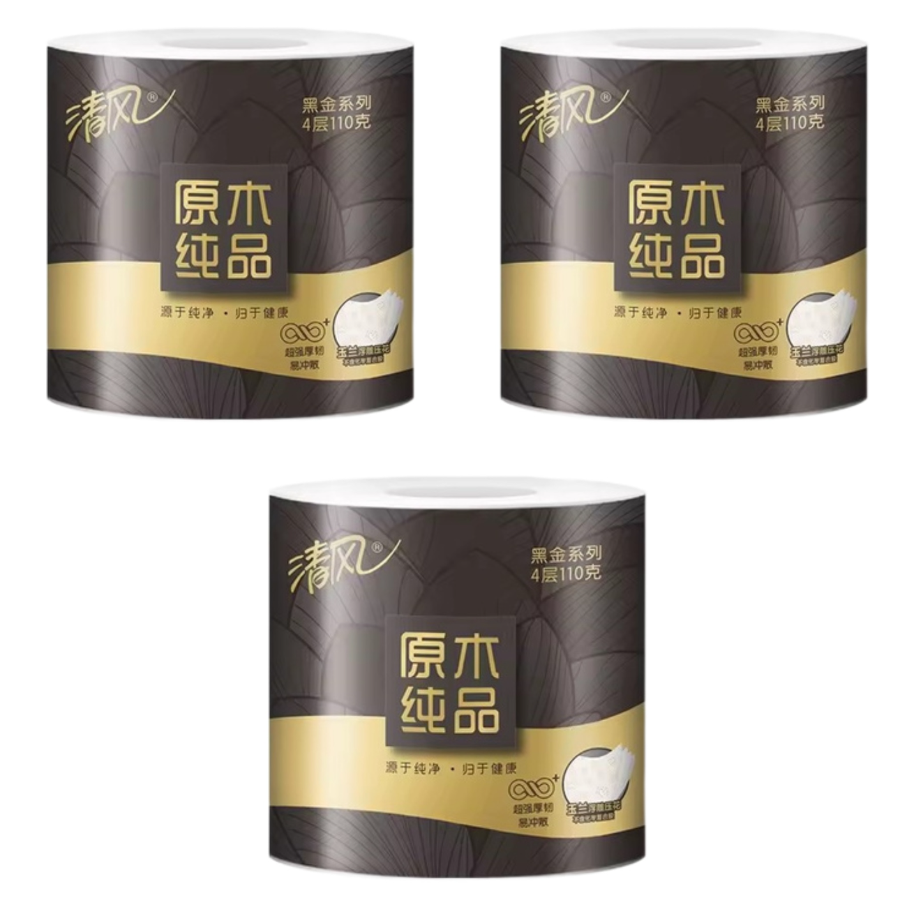Туалетная бумага Gold Hong Ye Paper Breeze Rich Lux, четырёхслойная, с тиснёным рисунком, 15м, 3 рулона