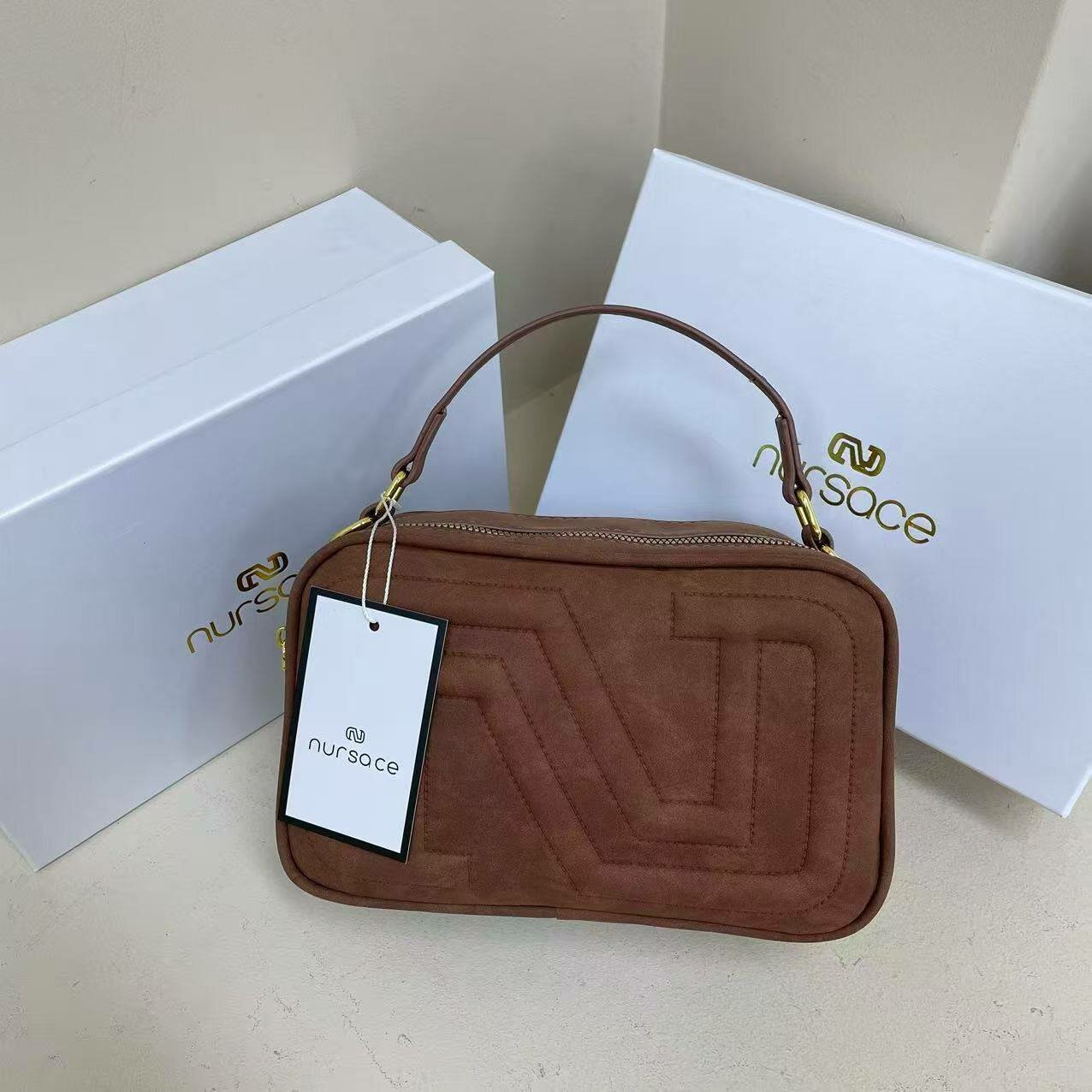 Сумка багет , фактура бархатистая, серый — фото 1