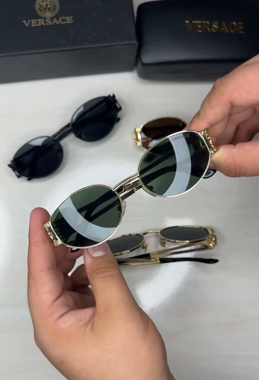 Солнцезащитные очки Versace, зеленый, — фото 1