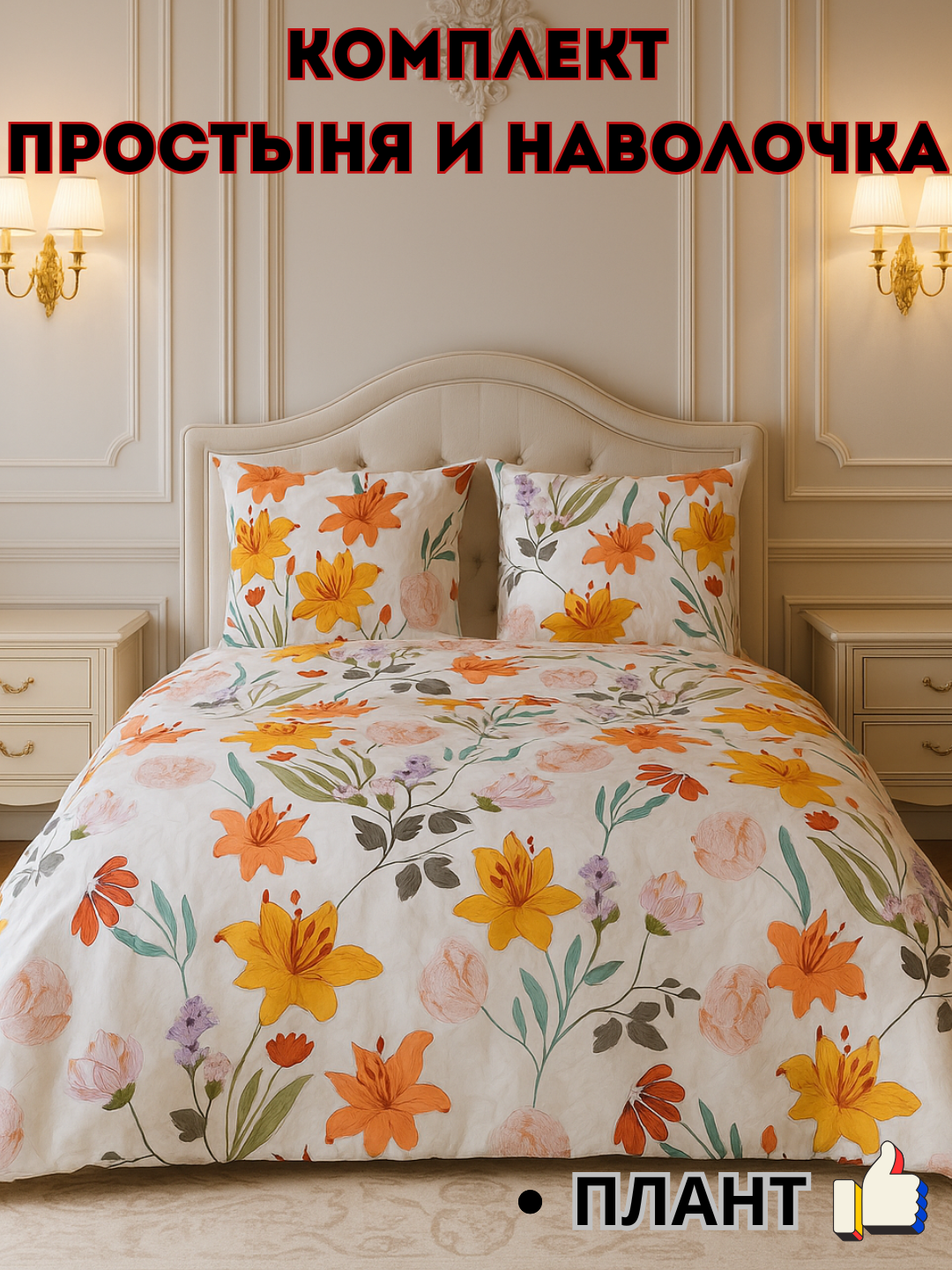 Постельное белья "Простыня и наволочка" размер евро стандарт