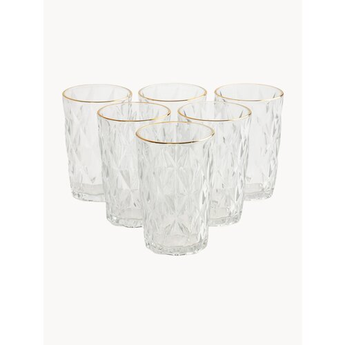 Стакан, 13 см, 340 мл, 6 шт, стекло Р, с золотистым кантом, Rhomb gold