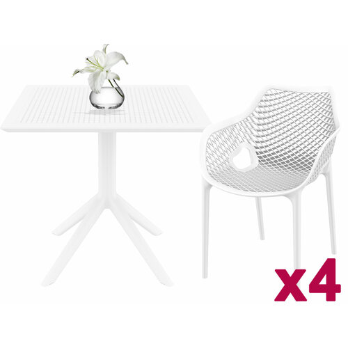 Обеденный комплект уличной мебели Siesta Sky Air XL, белый, на 4 человека