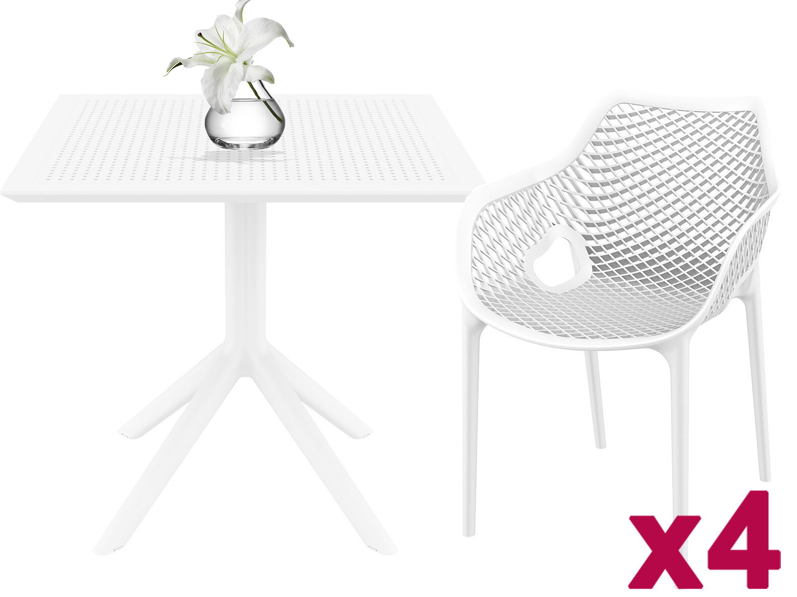 Обеденный комплект уличной мебели Siesta Sky Air XL, белый, на 4 человека