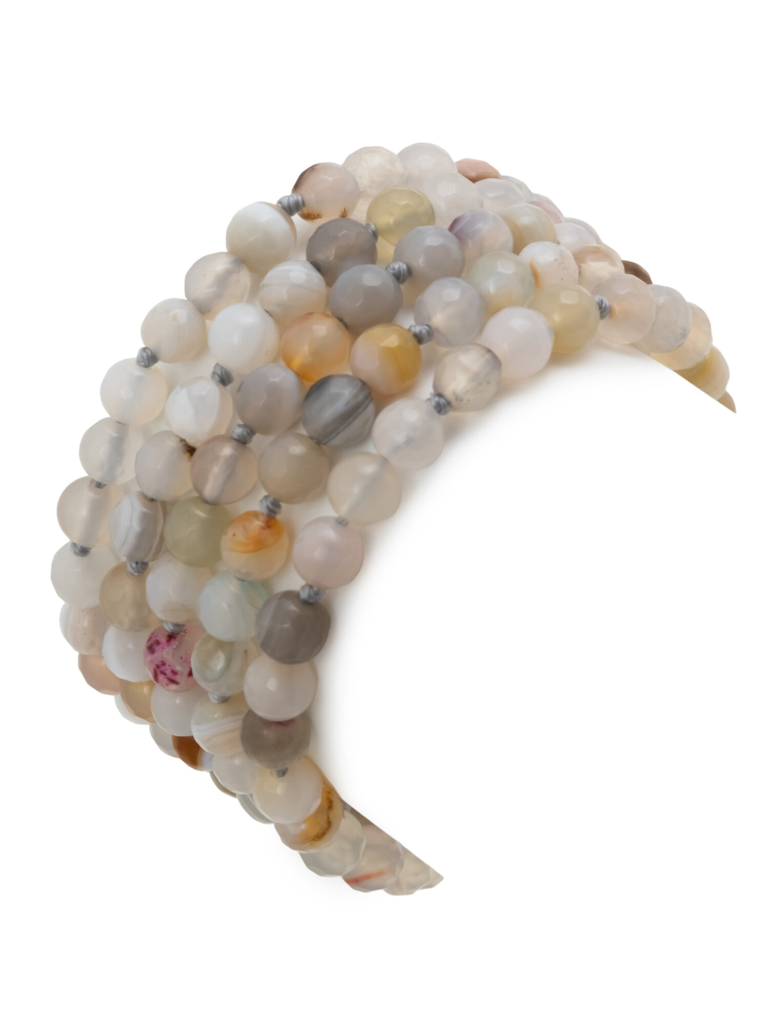 Бусы ЖемАрт, агат, длина 120 см, серый — фото 1