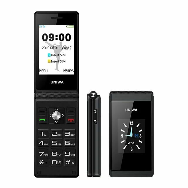 Телефон кнопочный раскладушка UNIWA X28 / мобильный телефон / Черный