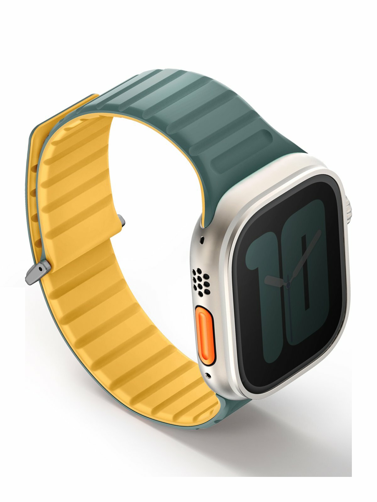 Ремешок Uniq Revix Evo для Apple Watch 49/45/44/42 мм, цвет зеленый/желтый (VIRIDIAN GREEN/BURNT YELLOW)