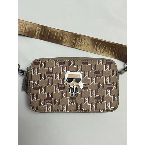 Сумка кросс-боди Karl, фактура гладкая, матовая, зернистая, лаковая, коричневый