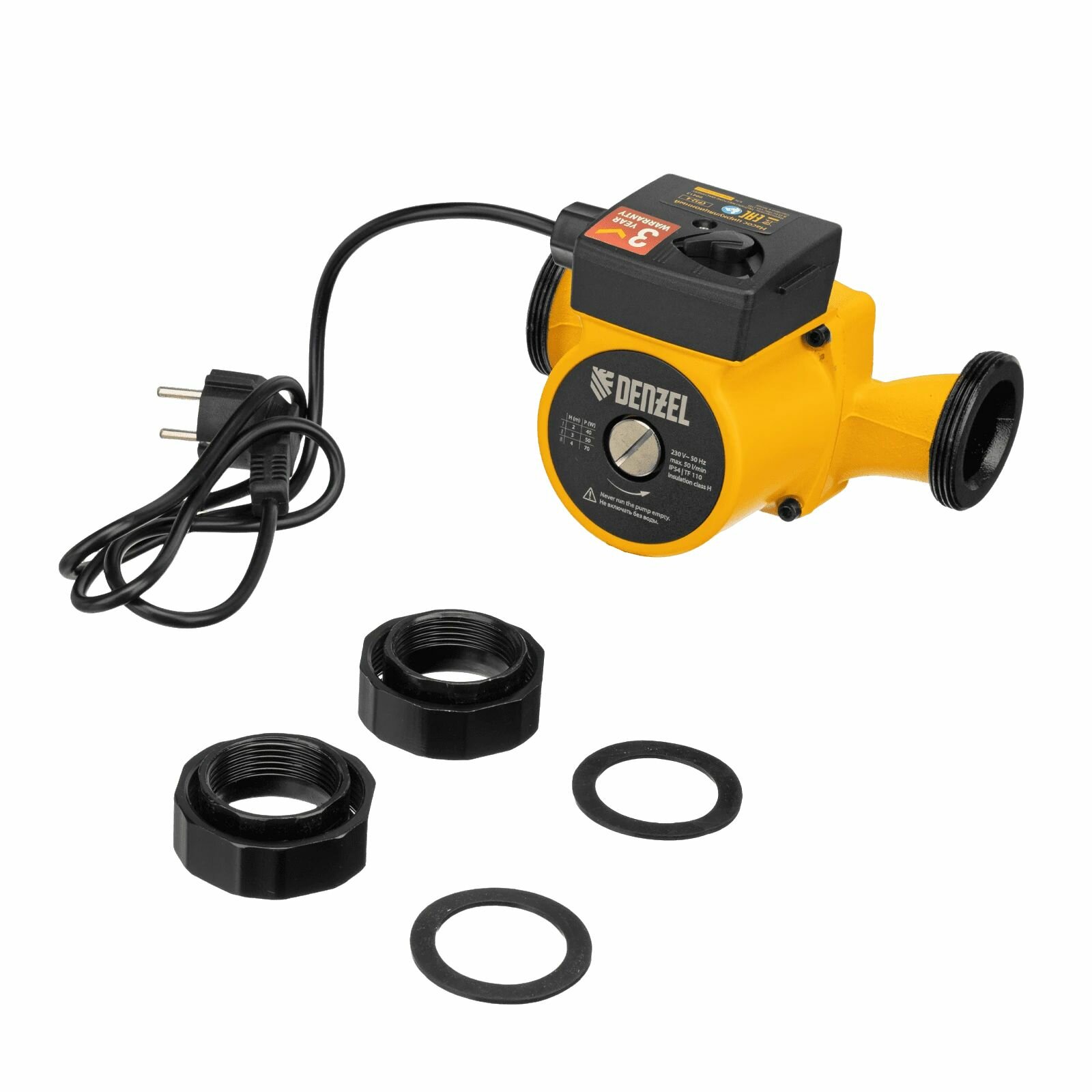 фото Циркуляционный насос CP32-4, напор 4 м, 50 л/мин, 1 м кабель, монт. длина 180 мм Denzel