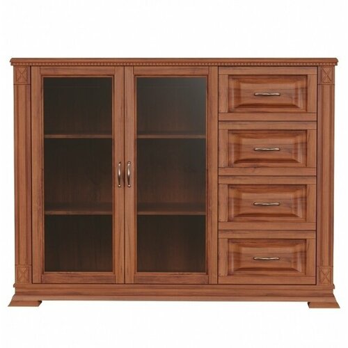 Комод-витрина из массива сосны ммк-древ Верди 213, 135x45x100 дуб 2