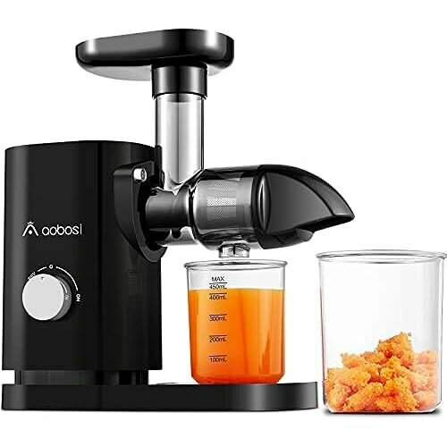 Соковыжималка для овощей и фруктов AOBOSI с 2 режимами скорости медленная соковыжималка с чистящей щеткой и 2 чашками соковыжималка холодного отжима без BPA с функцией реверса электрическая соковыжималка черная 2402200₽