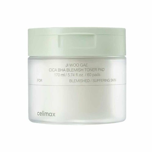 Celimax Пилинг-пэды от воспалений для проблемной кожи 60 шт Ji Woo Gae Cica BHA Blemish Toner Pad 1795₽