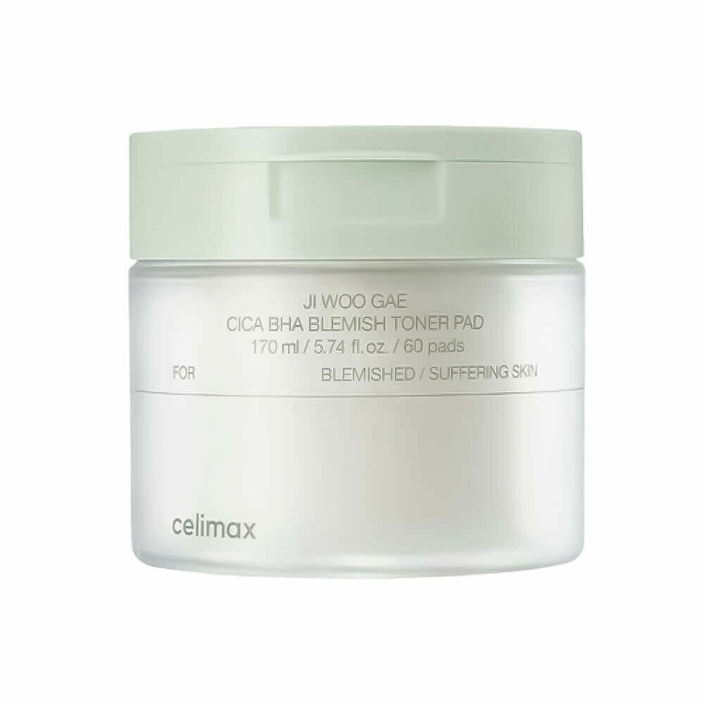 Celimax Пилинг-пэды от воспалений для проблемной кожи с центеллой 60 шт Ji Woo Gae Cica BHA Blemish Toner Pad