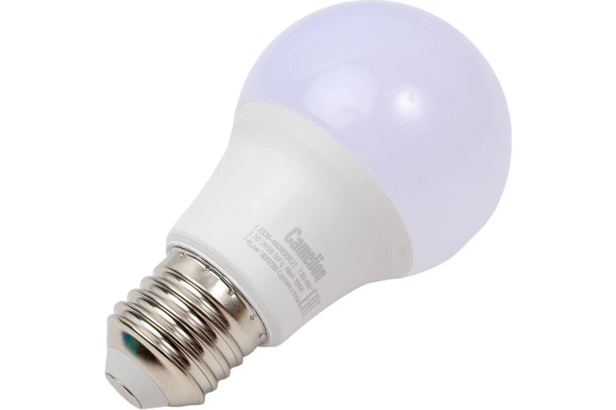 Лампа светодиодная груша Camelion LED9-A60/845/E27 E27 9W 4500K 12044 - фото №7