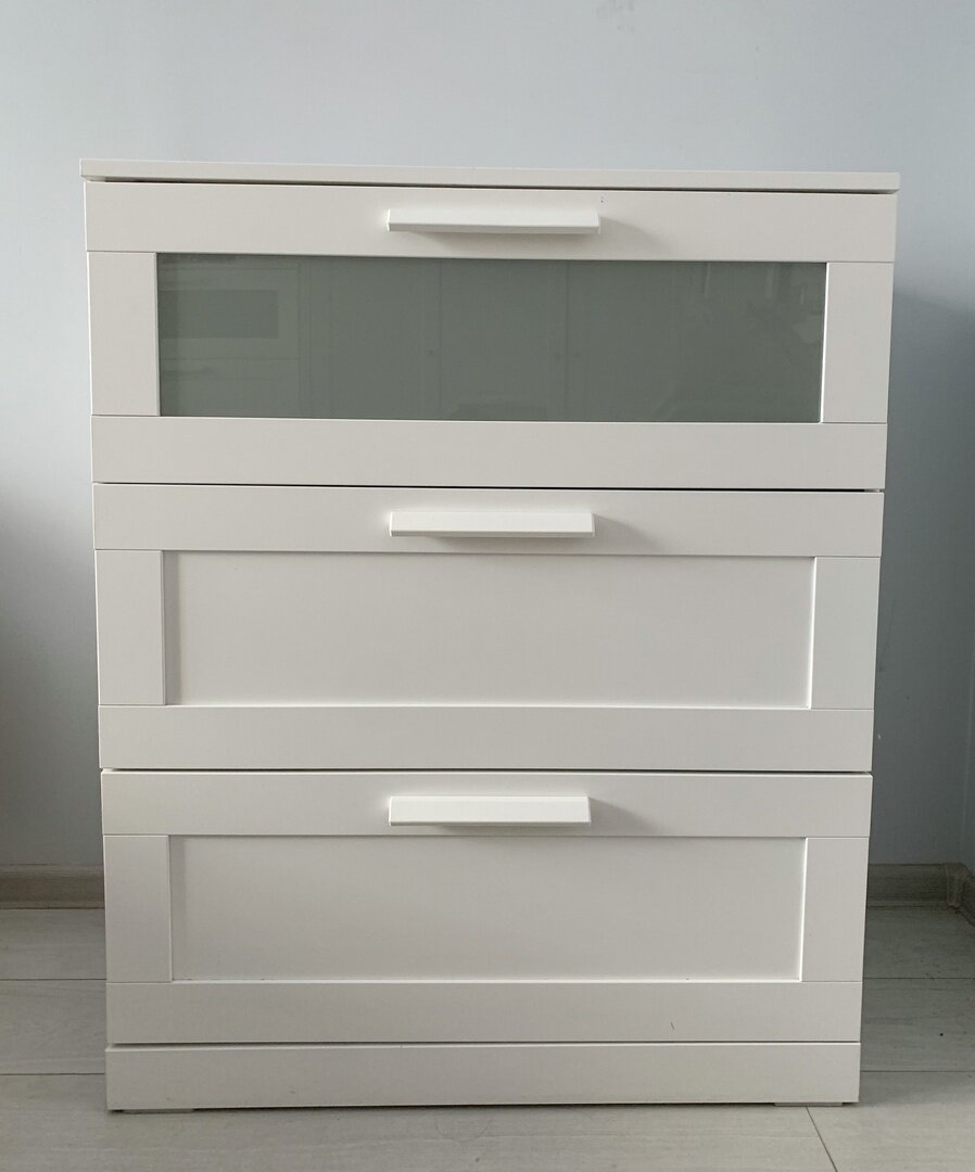 Комод IKEA BRIMNESE, 3 ящика, 78см x 95см x 46см, белый, оригинал — фото 1
