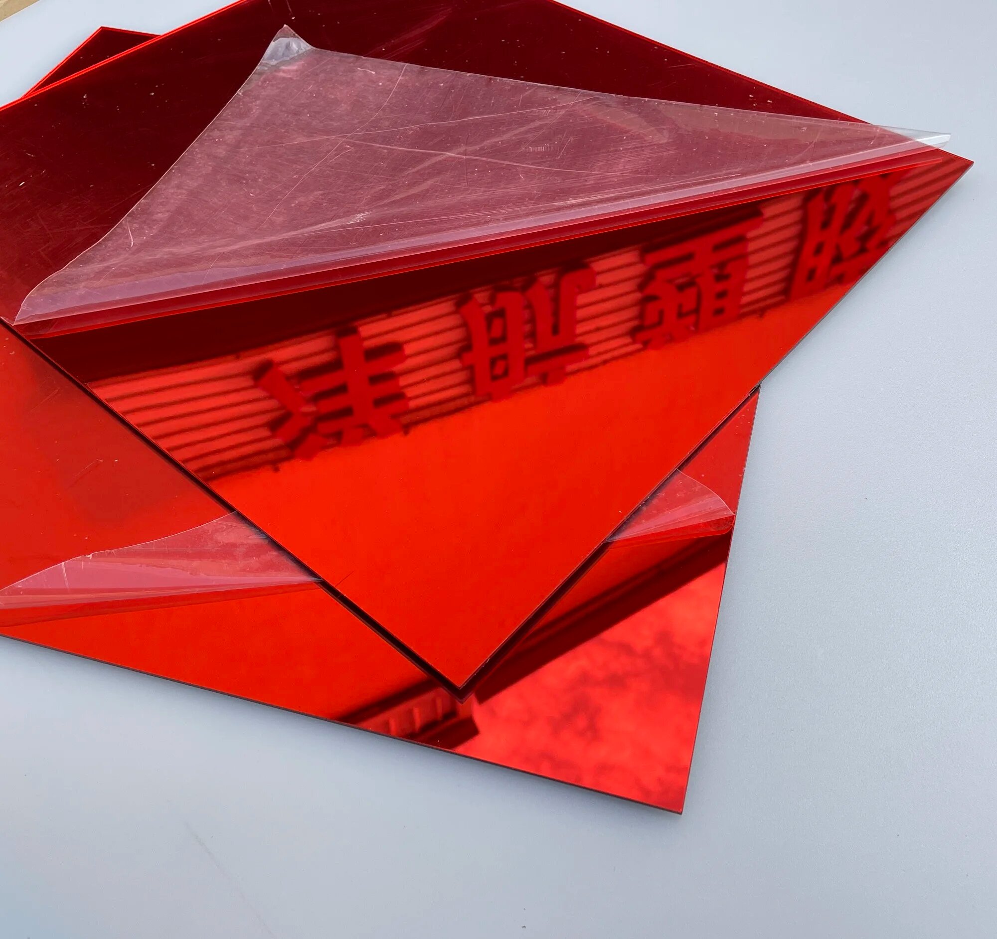 Акриловые квадратные зеркальные листы 3 мм Red 200x200x3mm