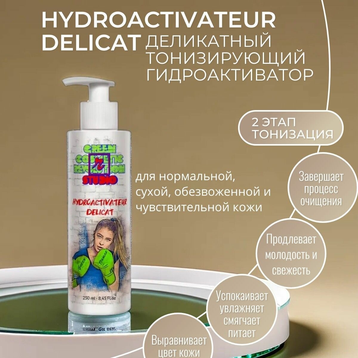 R-Studio Hydroactivateur Delicat Деликатный тонизирующий гидроактиватор для нормальной, сухой, обезвоженной и чувствительной кожи 250 мл.