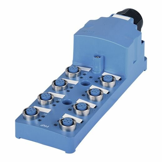 Распределительная коробка для датчиков PT8-3DP, 8 разъёмов , источник питания: 12-24 VDC, IP66, кабель 5 метров.