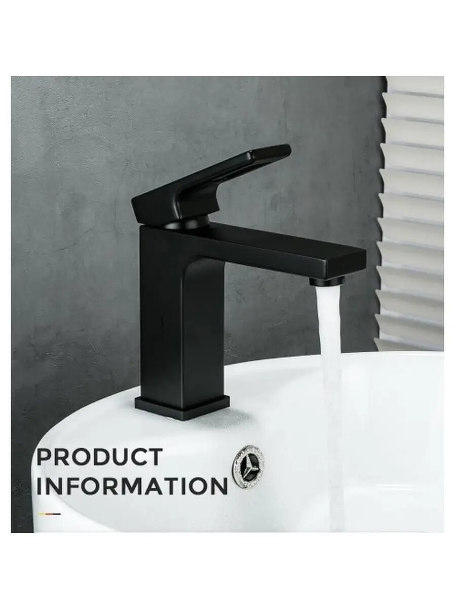 Смеситель для раковины Gappo G1017-6 чёрный — фото 1