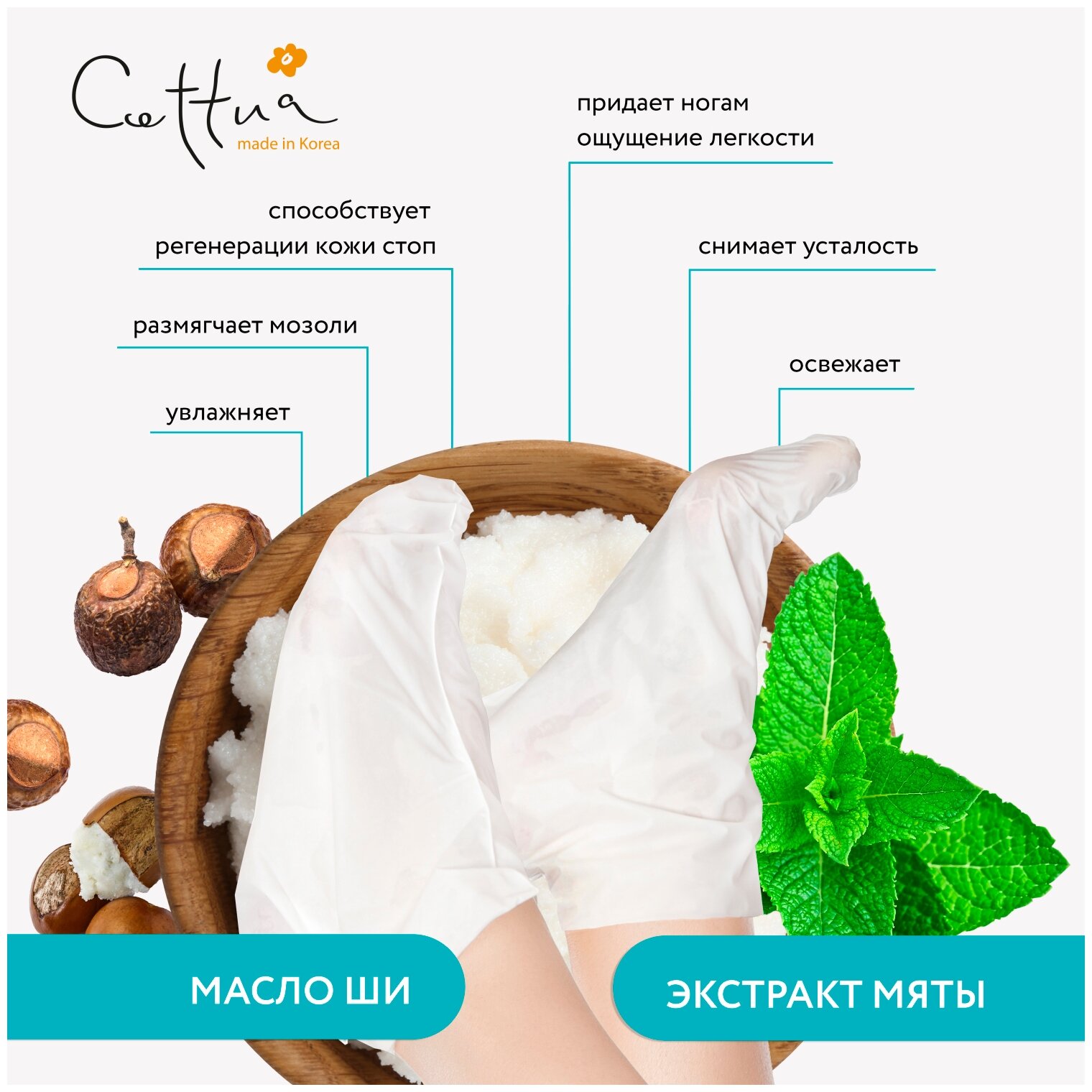 Изображение Cettua Увлажняющая маска для ног 1 пара, 30 мл, 1 уп.