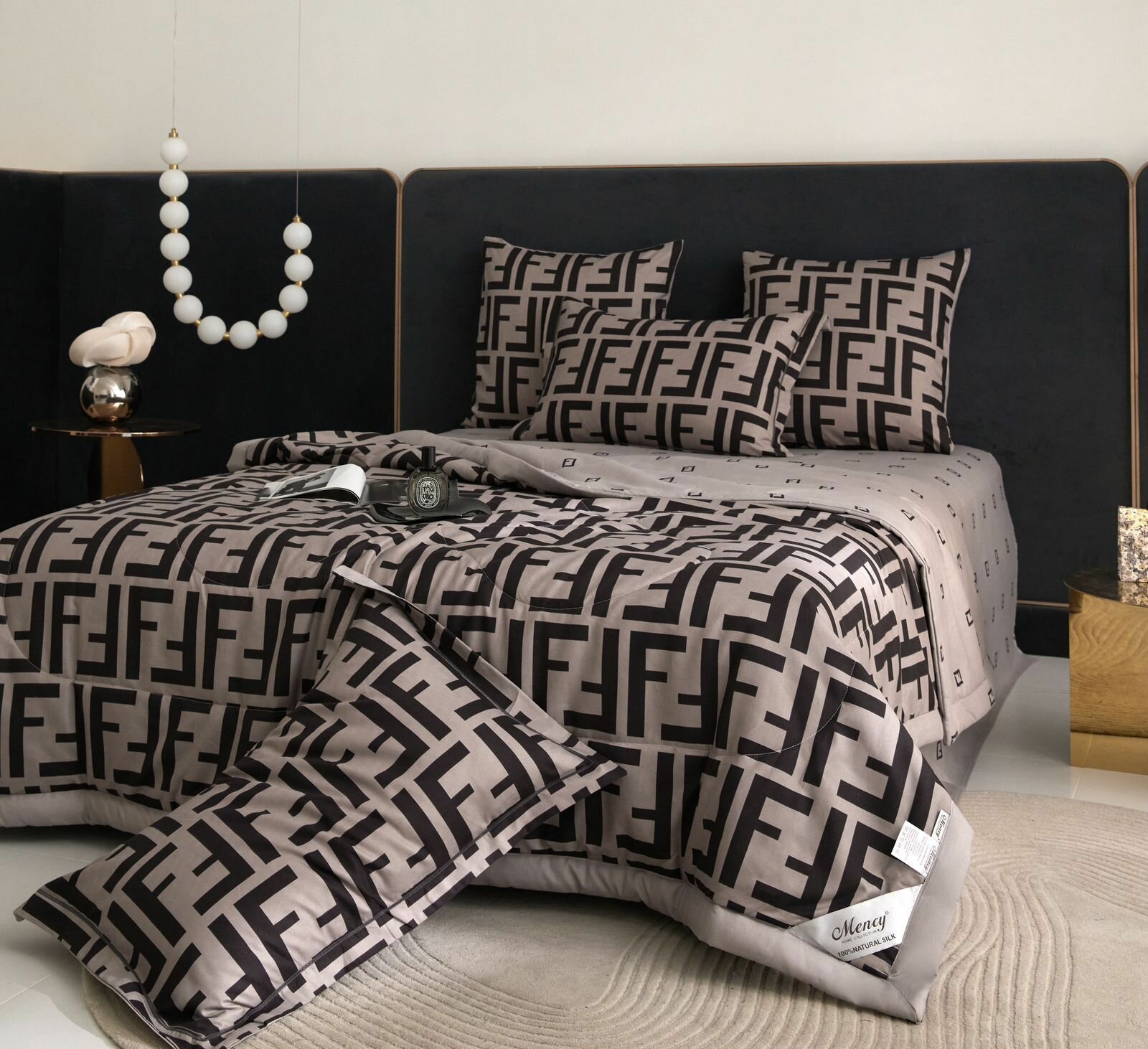 Постельное белье семейное с двумя одеялами Сатин Mency MEN-8 — фото 1