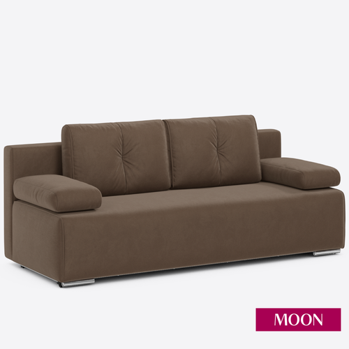 Диван-кровать прямой, еврокнижка, MOON FAMILY 043, велюр коричневый, 205х91х88 см . Эксклюзивная пена UniqFoam