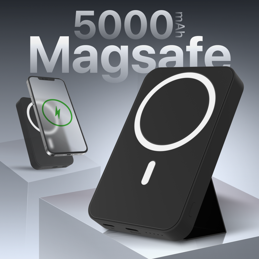 Магнитный повербанк 5000 Wireless Power Bank с быстрой беспроводной зарядкой для Айфона / iPhone 12, 13, 14, 15