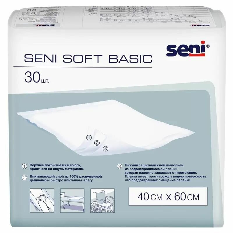 Seni Soft Basic пеленки гигиенические 40x60см  30 шт 