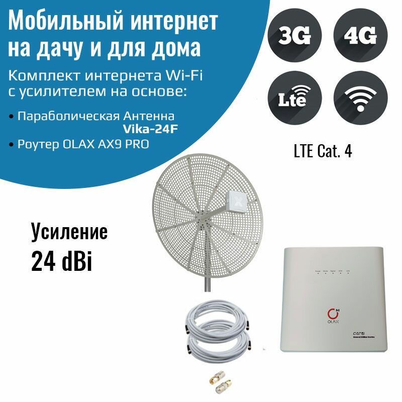 Усилитель интернета для дачи комплект роутер OLAX AX9 PRO с антенной Vika-24F