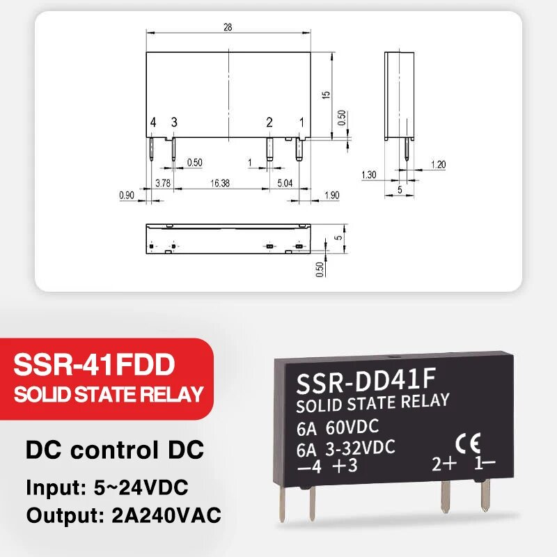 Тонкое реле SSR-41FDA SSR-41FDD Твердотельное реле 6a Реле на DIN-рейку Управление постоянным током Управление постоянным током, SSR-DD41F