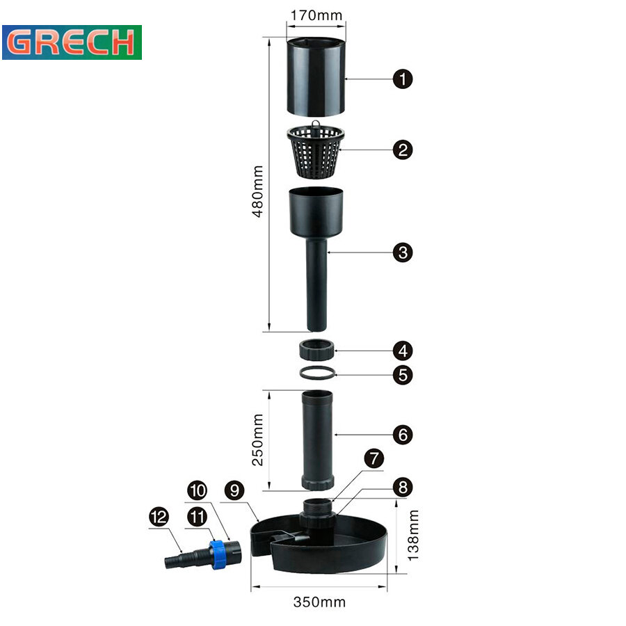 Скиммер для пруда, CSP 40 GRECH, донный, для пруда 30м2, пластик — фото 1
