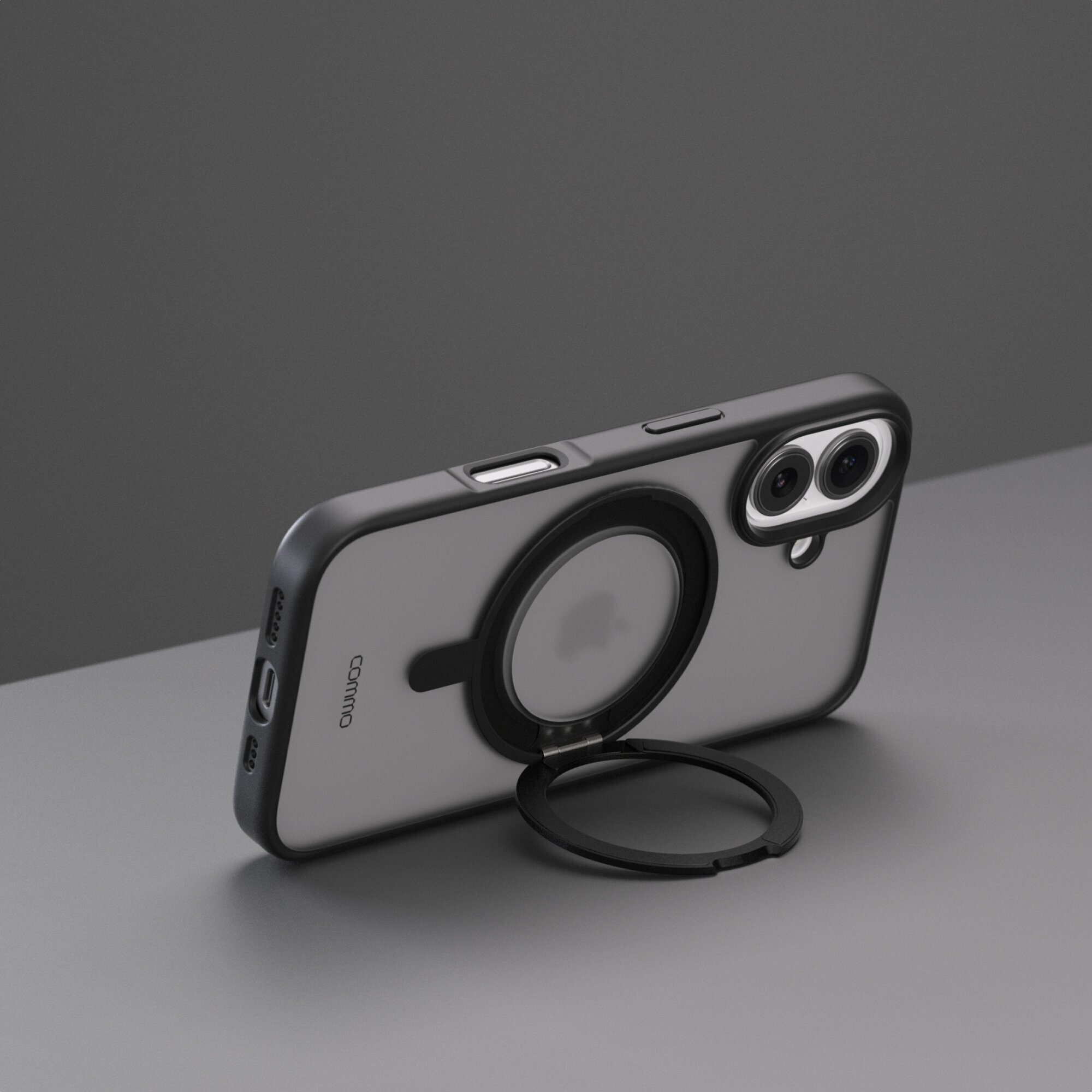 Чехол COMMO Hoop для Apple iPhone 16, с держателем-кольцом, Черный — фото 1