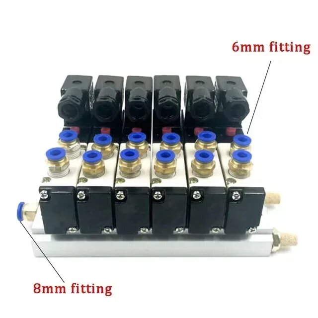 Пневматический клапан 4V21008 2346 ходов 6 Row 6mm fitting DC24V