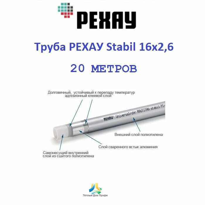 Труба РЕХАУ (Rehau) STABIL 16х2,6 - 20 метров.