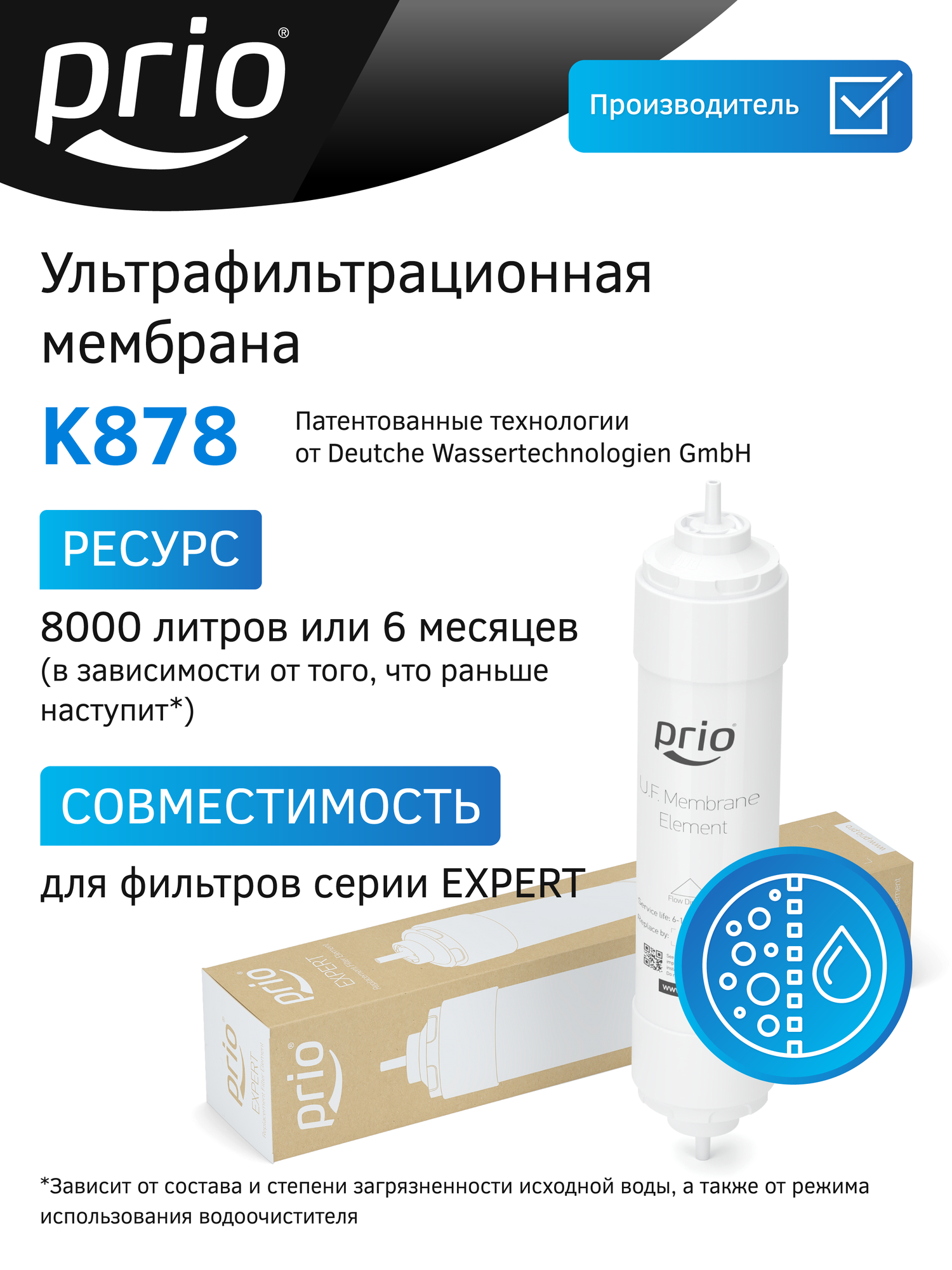 Картридж для фильтра Prio K878 (финишная очистка воды + ультрафильтрация)