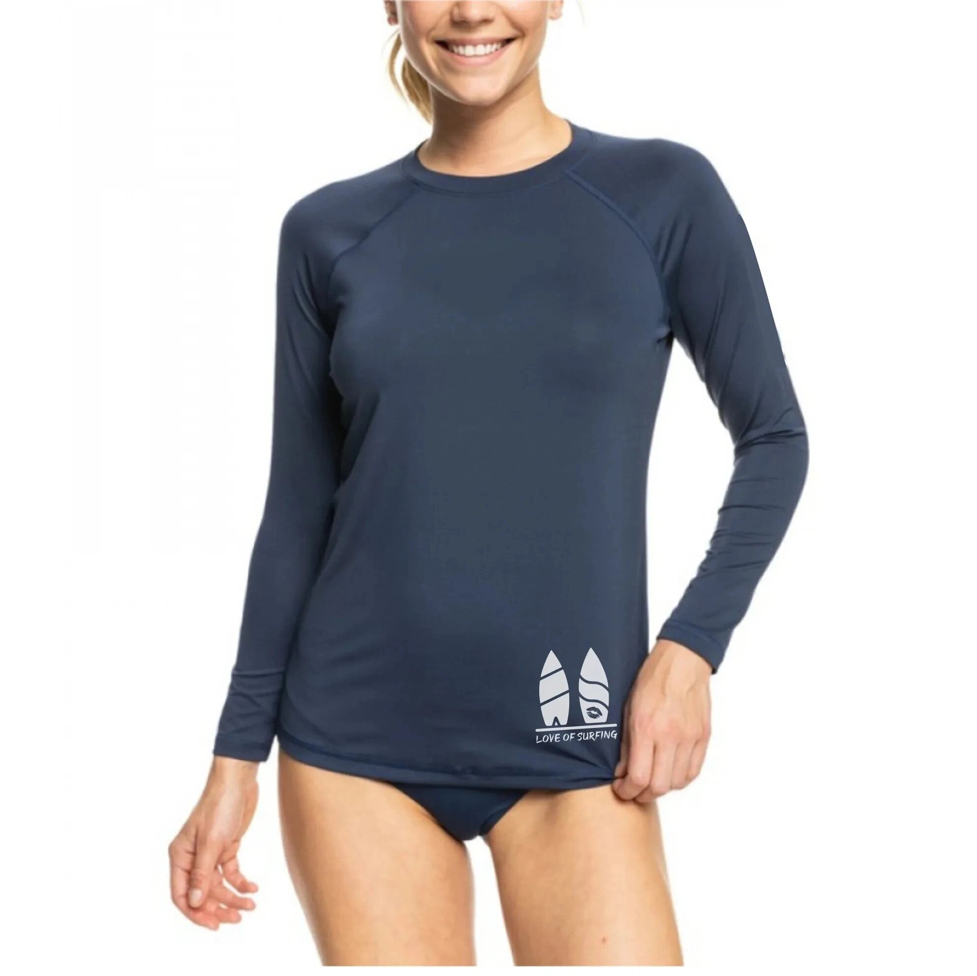 Love Of Surfing Рашгард женский из лайкры, XL, Темно-синий, Женский