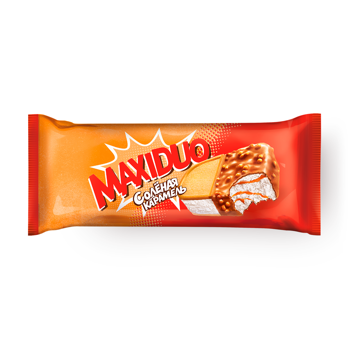 Мороженое Maxiduo "Солёная Карамель", сливочное, сэндвич, 94 г