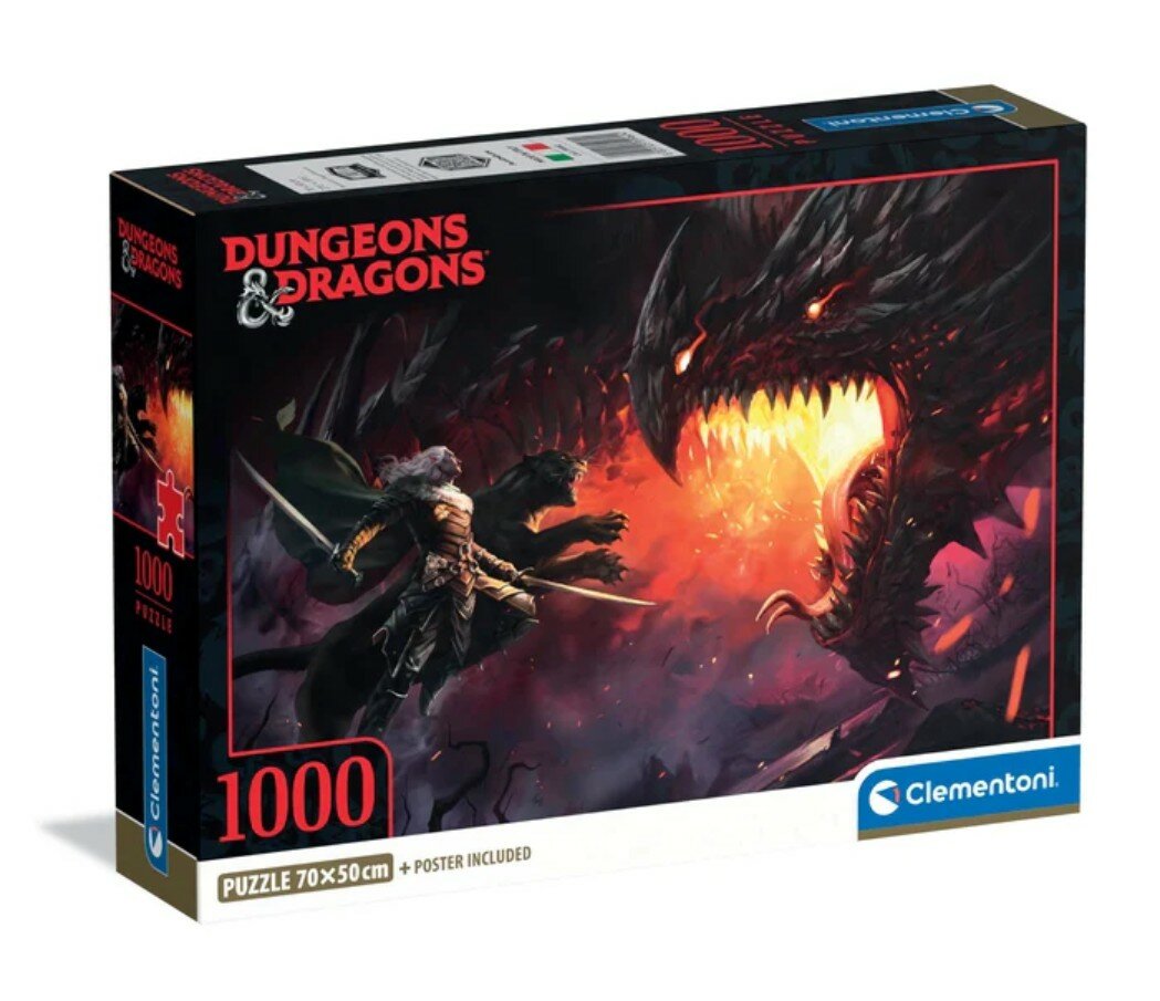 Пазл для взрослых Clementoni 1000 деталей, элементов: Подземелья и драконы 2