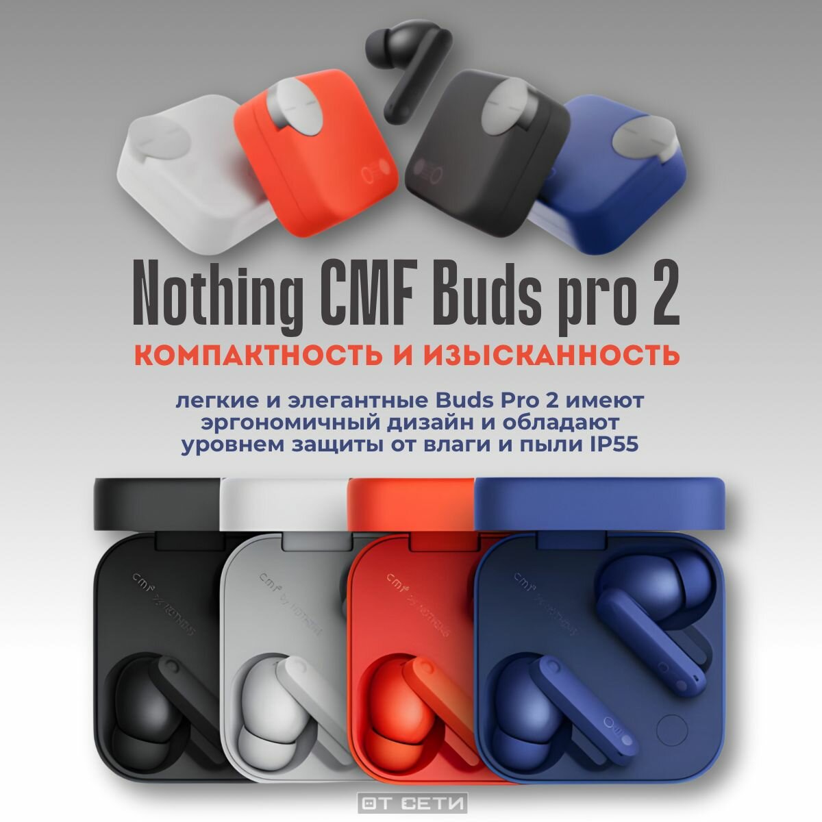 Беспроводные наушники Nothing CMF Buds Pro 2 (NEW 2025) с шумоподавлением, синий, B187 (A10600119) — фото 1