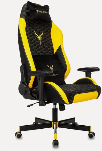Изображение товара Кресло игровое Knight Neon черный/желтый соты эко. кожа с подголов. крестовина металл