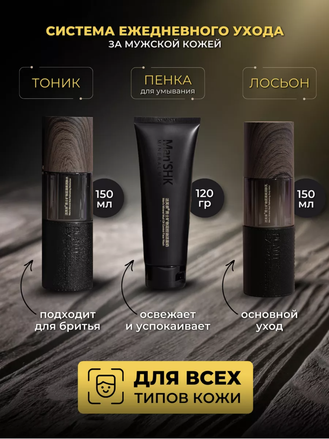 Набор подарочной мужской косметики Man'SHK, уход за лицом — фото 1