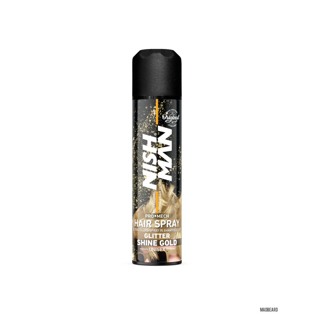 Цветной спрей для волос NISHMAN GLITTER HAIR SPRAY - GOLD (золотой) , 150 мл