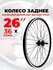 Колесо велосипедное заднее 26", двойной обод, дисковый/ободной то...