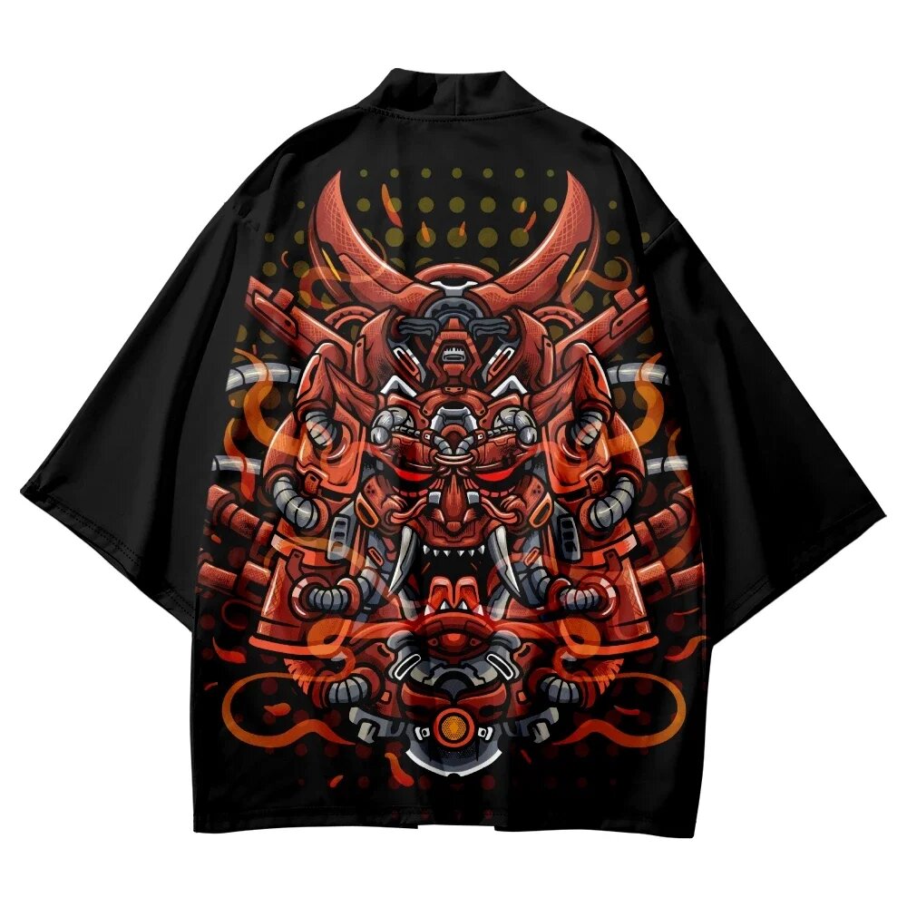 Черное кимоно с принтом Oni, XXXL, Цвет: 22