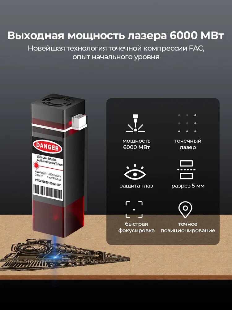Лазерный гравер ACMER S1 3.5 Вт с Лазерный гравировальный станок для резки дерева и кожа 130X130 мм — фото 1