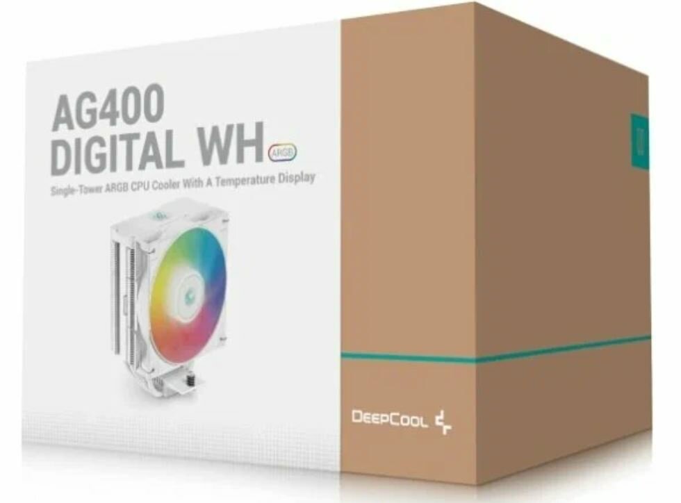Кулер для процессора Deepcool AG400 WH ARGB подсветка, белый