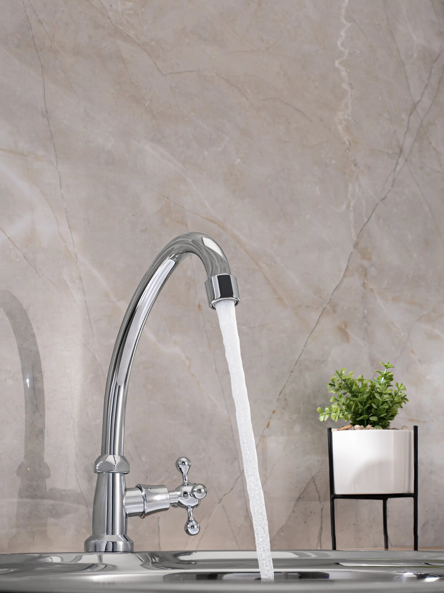 Кран для кухни, РМС SL79-269F-4, поворотный излив, вентильное управление, гарантия