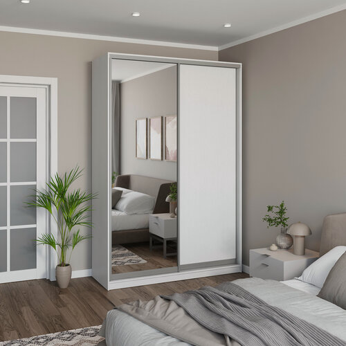 Изображение товара Шкаф купе для одежды "MELIA" белый с 1 зеркалом 160 х 65 х 220 см (ШхГхВ)